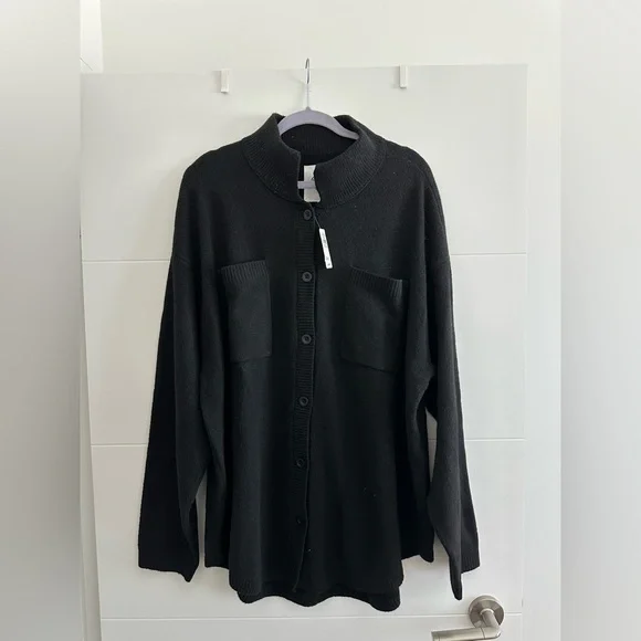 Aerie Unreal Button Down Cardigan in Black - Picture 3 of 3